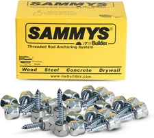 Sammy's Vertical Rod Anchor Screw 3/8" Threaded Fitting 1/4" x 1" for wood 25 Pk