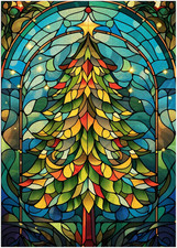 Stained Glass Christmas Tree Jigsaw Puzzle 1000 Pieces NEW SEALED FAST SHIP