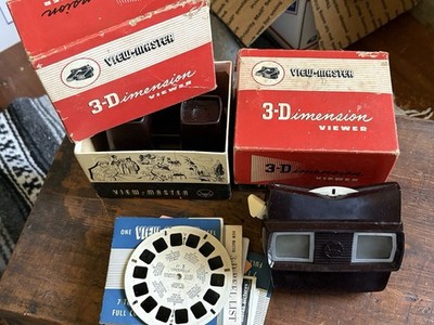 View-Master Model E 3D Viewer w/ Disney Reels, Reel Sleeves/Boxes (1958)