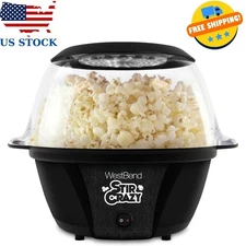 Stir Crazy Hot Oil Popcorn Popper, Popcorn Maker Machine, 6-Quart, Black