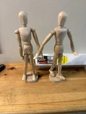US Art Supply 12" Male Manikin Set of 2 Wooden Art Mannequin Figure FREE SHIP