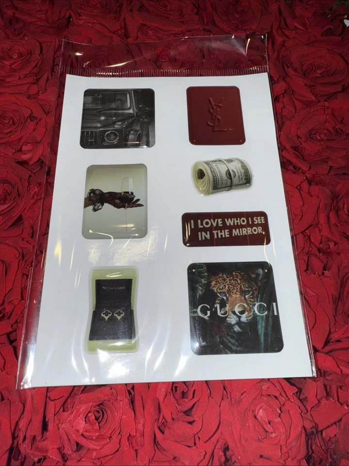 3D stickers for phone cases, trendy epoxy sticker set, Set of 7 Black🖤 - Image 3 of 3