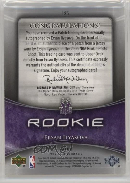 SP Authentic Authentics 2005/100 Ersan Ilyasova #125 RPA parche de novato automático radiocontrol Foto 2 de 2