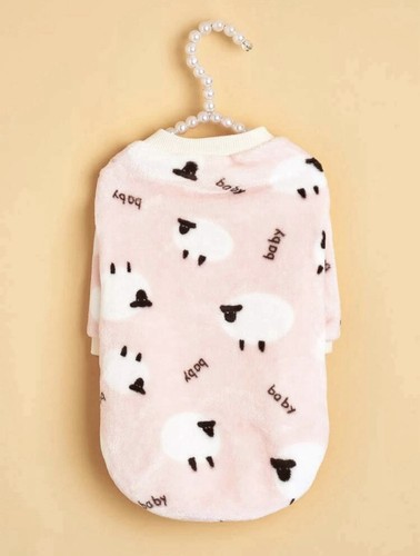 Camicia Bambino Stampa Pecora Vestiti per Cane, Gatto, Pet Felpa Rosa Taglia S - Foto 3 di 7