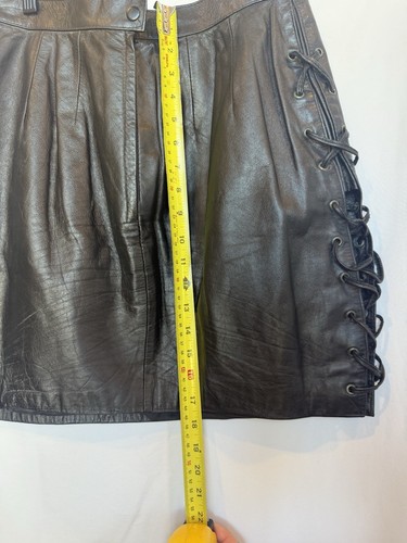 EasyRiders Genuine Leather Mini Skirt Small Black Biker Lace-up Sides Sexy Edgy - Picture 14 of 15
