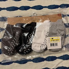 Touched by Nature Organic Basic Socks, 8-Pack, Charcoal Black White 1-2 Years