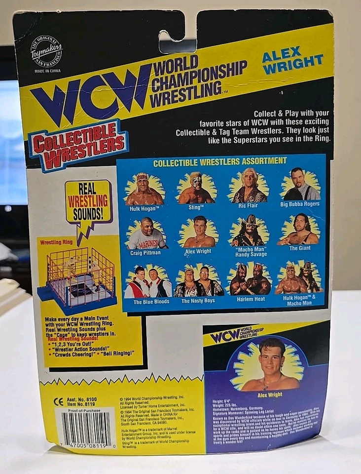 Figura de acción de lucha libre Toymakers WCW Alex Wright serie 3 1994 envío gratuito  Foto 3 de 4