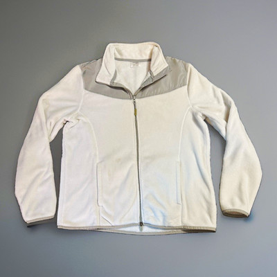 Danskin Now Women's Full Zip Fleece Jacket w/ Pockets White/Gray Size XL