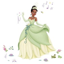 Disney Princess Tiana Wall Decals, Vinyl, Green, Removable Repositionable, No...