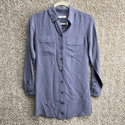 Equipment Shirt Women s XS Dusty Blue 100% Silk Long Sleeve Button Down