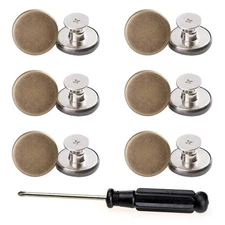 Jeans Buttons Replacement 17mm Instant Adjustable Metal No-Sew Repair 12 Set
