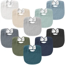 10-Pack Muslin Baby Bibs Soft Cotton Bandana Bibs for Drooling & Teething Uni...