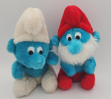 Smurfs plush Lot of 2 Papa Smurf Peyo 1980s 8 inch
