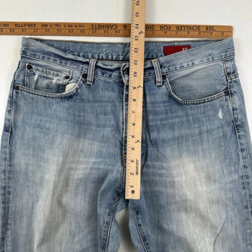 Pantalones de mezclilla holgados calce suelto Y2K X2 para hombre 36x32 azul desgastado lavado claro - Imagen 4 de 15