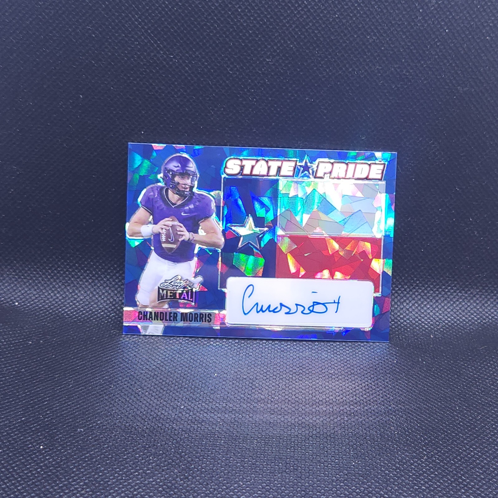 2024 Leaf Metal Chandler Morris Blue Crystal State Pride Auto 4/7 #SP-CM1