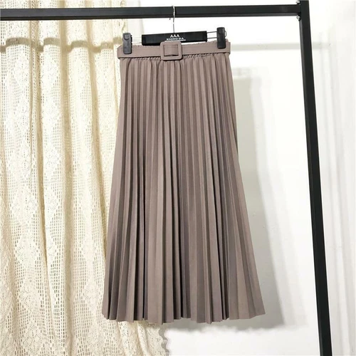 Damenmode Mittellang A-Linie Faltenrock Dame Langes Kleid Elegant Büro - Bild 17 von 29