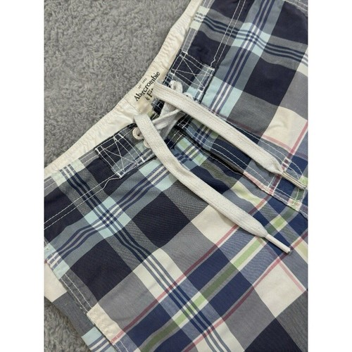 Abercrombie & Fitch Blue Plaid Board Shorts Swim Trunks Mens Medium - Picture 2 of 5