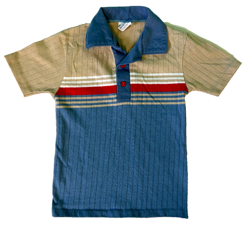 Garanimals Boys Size 10 Striped/Solid Shirt Vintage USA 1980's Blue Beige Red-C1