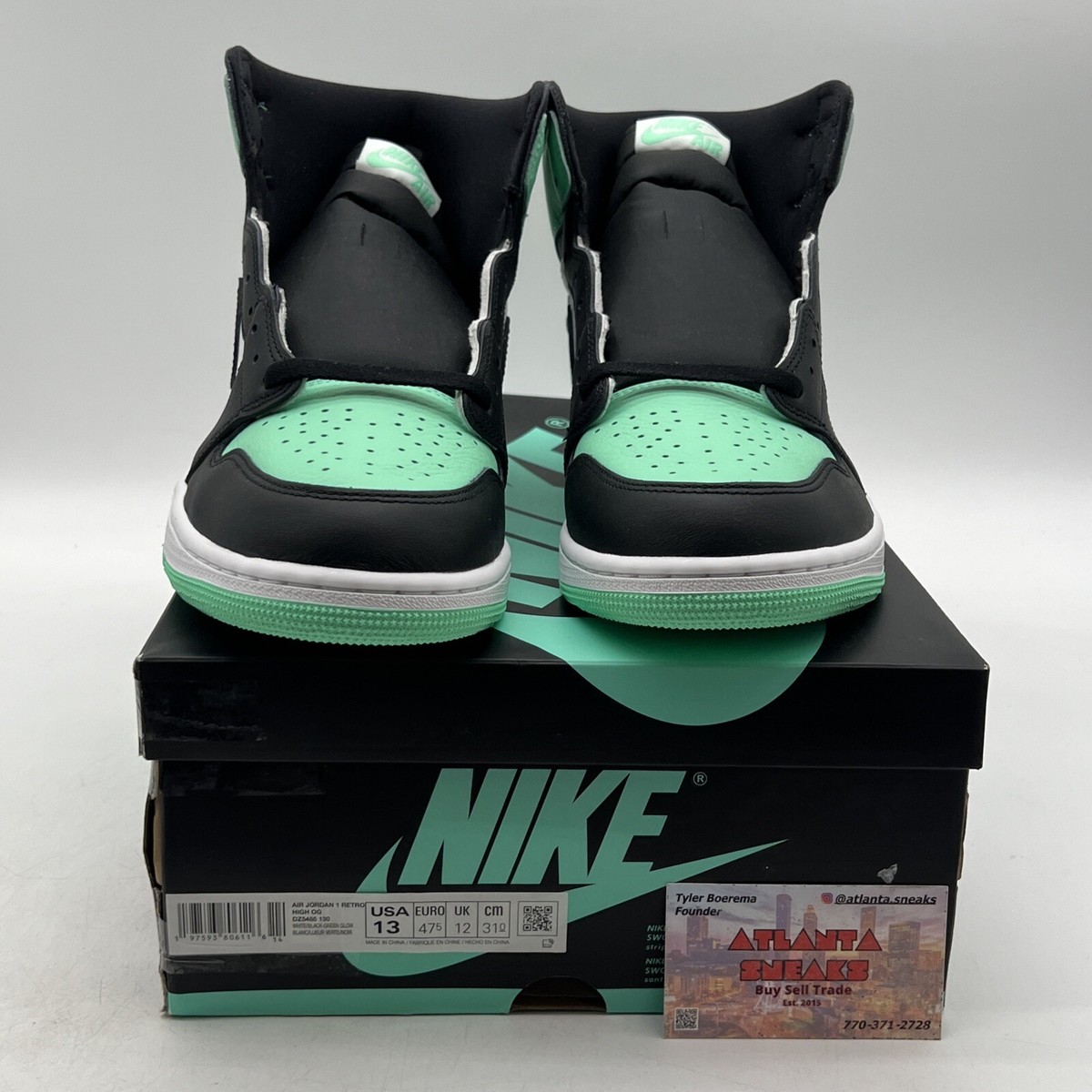 Size 13 - Air Jordan 1 Retro OG High Green Glow White Black Size 13 - Air Jordan 1 Retro OG High Green Glow White Black
