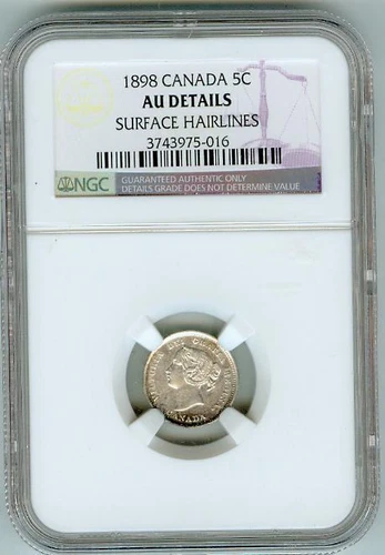 1898 Canada 5 cent NGC AU detail