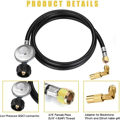 US 6FT Propane Regulator Hose with 90 Degree Elbow Adapter for Most LP Gas Grill - Picture 3 of 15