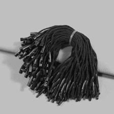 300pcs 4.7" Black Cotton Hang Tag String Ropes Snap Lock Price Tag Fastener Ties