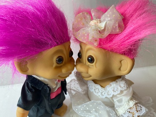 Russ Troll Vintage Bride & Groom Dolls 6" Purple/Pink 90's - read description - Picture 2 of 12