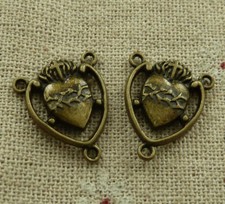 Free Ship 90 pcs Antique bronze heart connectors 20x16mm L-4895