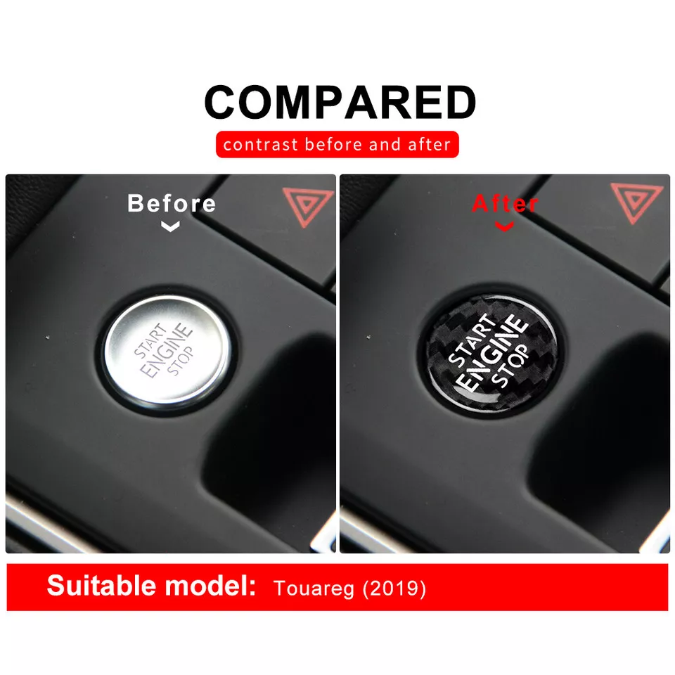 For Volkswagen Touareg Carbon Fiber Engine Start Stop Button Cover 2019-2021 - Image 3 of 4