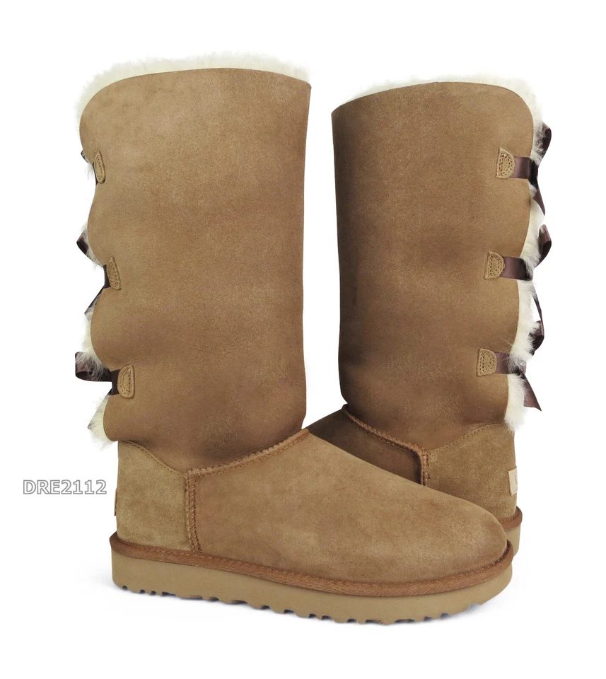 Botas UGG Bailey Bow Tall II Triple Castaño Gamuza Piel Mujer Talla 7 *NUEVAS EN CAJA* Foto 2 de 4