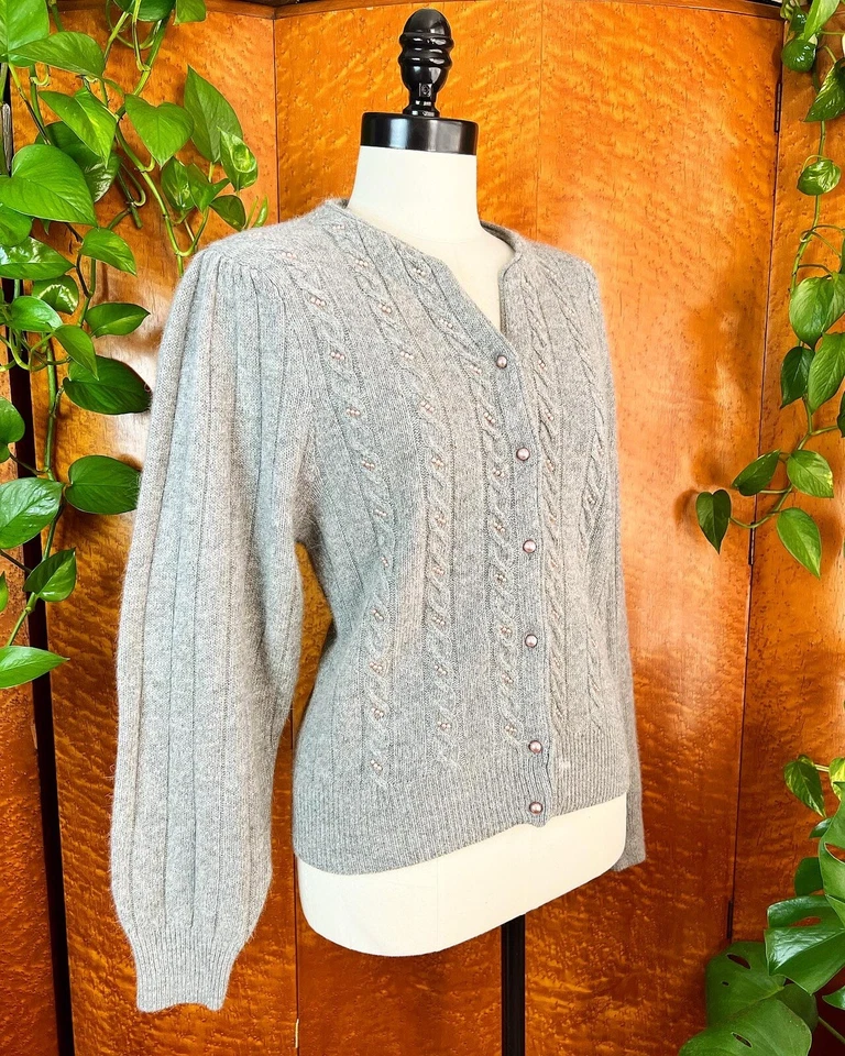 Cárdigan Suéter CASUAL CORNER 80’s Vintage 90’s Angora Perlas Lana de Cordero M L Foto 3 de 4