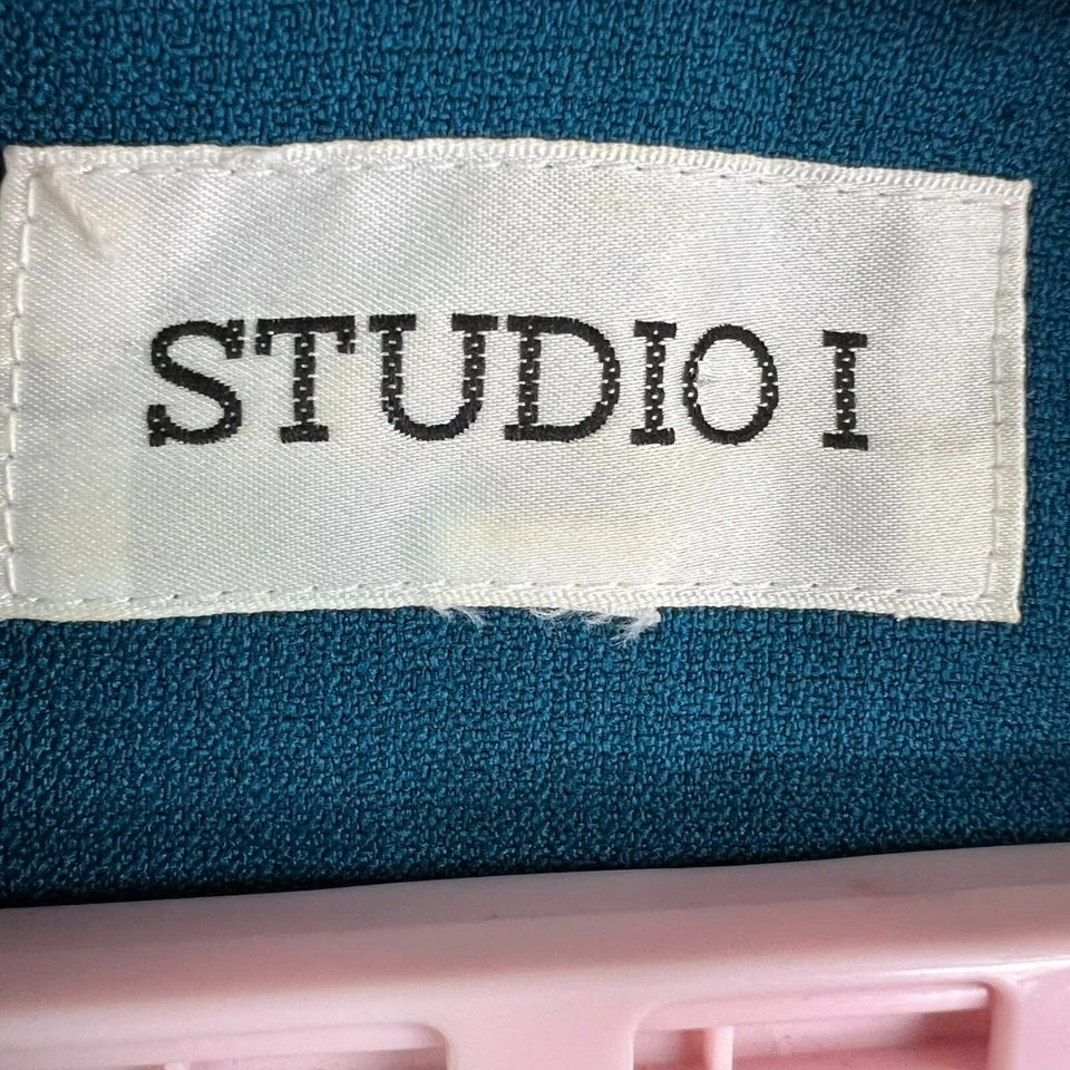 Blaxer de manga corta Studio 1 para mujer talla L azul Foto 3 de 4