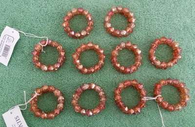 10 Silvestri Napkin Rings Orange Metal Bead Jewels Stones Lot Halloween Party