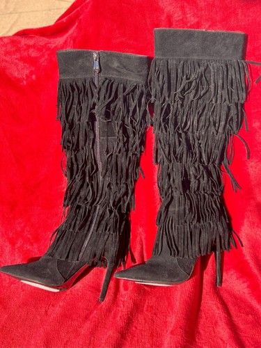 Cape Robbin Artena-by-1 Women's 6-Layers Fringe Stiletto Knee High Boots size 6 - Picture 12 of 18