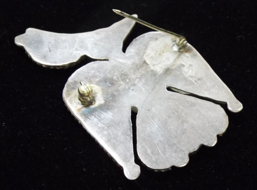 Native American ZUNI Inlay Sterling Silver Thunderbird Pin Brooch 21g Turquoise - Picture 6 of 10