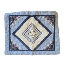 Set of 2 Pillow Shams Cottage Core Quilted Patchwork Doilie Floral Blue White