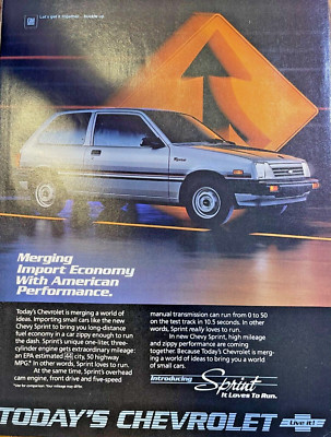 1985 Magazine Advertisement Chevrolet Sprint It Loves To Run