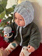 1PC Gray Newborn Hand Knitted Baby Bonnet