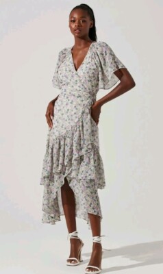 knee length dresses for ladies Floramae Floral Ruffle Dress
