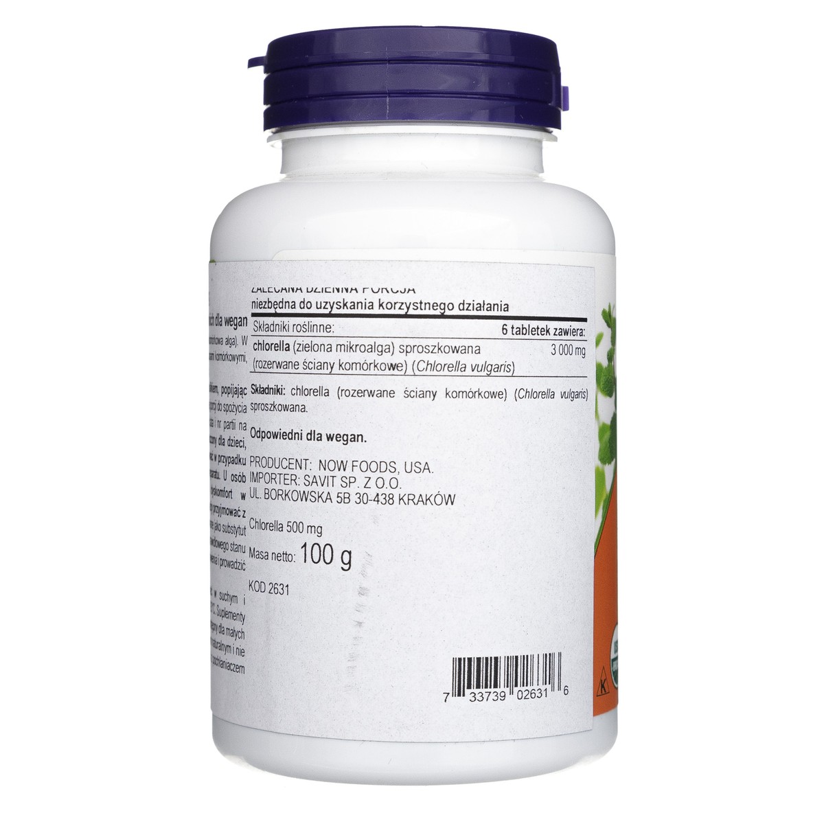 Complément Alimentaire Chlorella Now Foods - 500 Mg - Boîte De 200 Comprimés - Neuf