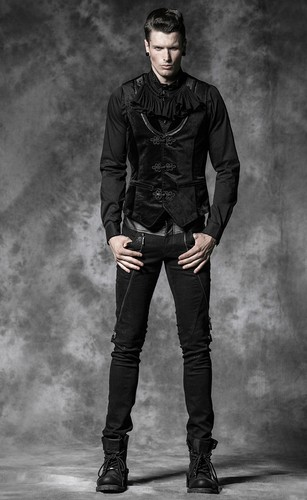 Mens Velvet Steampunk Waistcoat Gothic Black Punk Rave Dieselpunk Y-481 - Picture 4 of 10