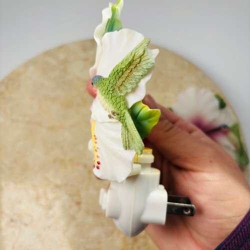 Ibis & Orchid Hummingbird & Hibiscus Night Light Extra Set Marble Hand Painted - Picture 6 of 10
