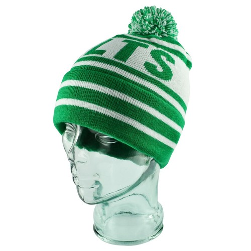 Celtic Bobble Hat Green & White Adult Size- Football Gift Souvenir - Picture 5 of 5