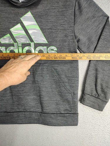 Adidas Jacket Hoodie Youth Large 14 16 Gray Big Logo Activewear Long Sleeve Teen - Picture 8 of 14