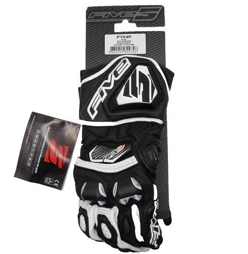 Five 5 RFX3 Motorcycle Gloves Black White Size Medium 9 Gauntlet Street Bike