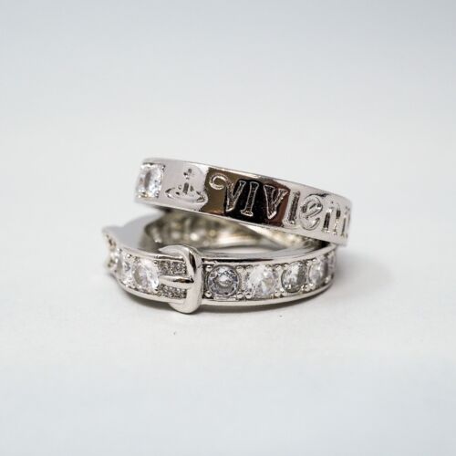 Vivienne Westwood Ring, Silver Tone & White crystal Orb Size O Gift Box Set
