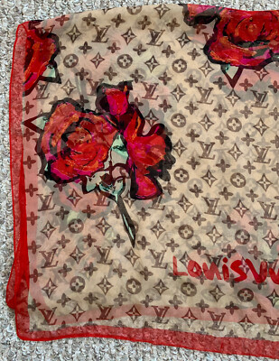 F/W 2008 Louis Vuitton x Sprouse Silk Roses Graffiti Scarf | eBay