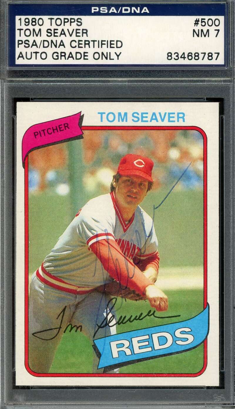 Tom Seaver NM 7 PSA DNA Vintage Signed 1980 Topps Autograph