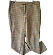 Vtg Pendleton Virgin Wool Trousers Womens 10P Gold Brown Herringbone Career
