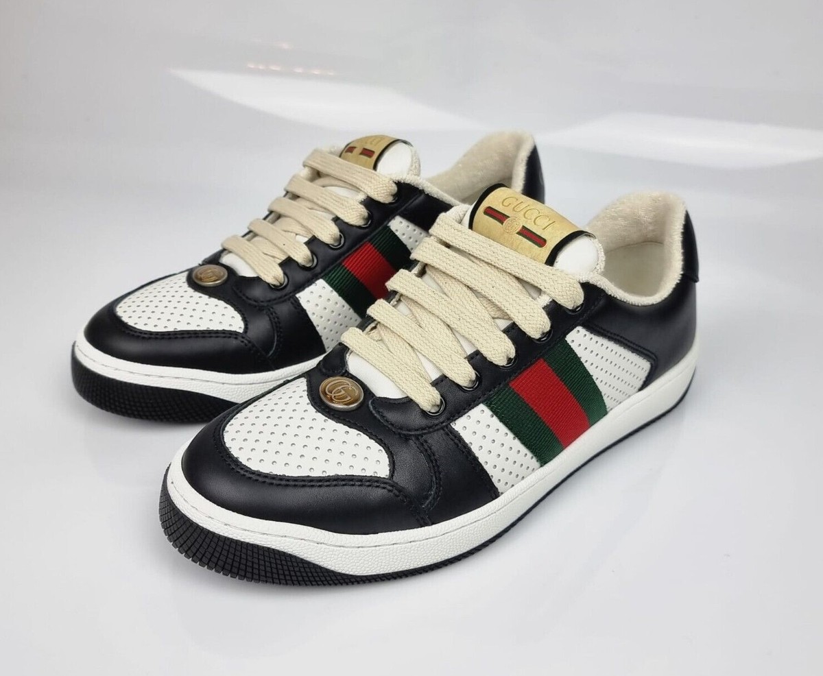 Gucci Women's Screener Black And White Sneakers New | eBay